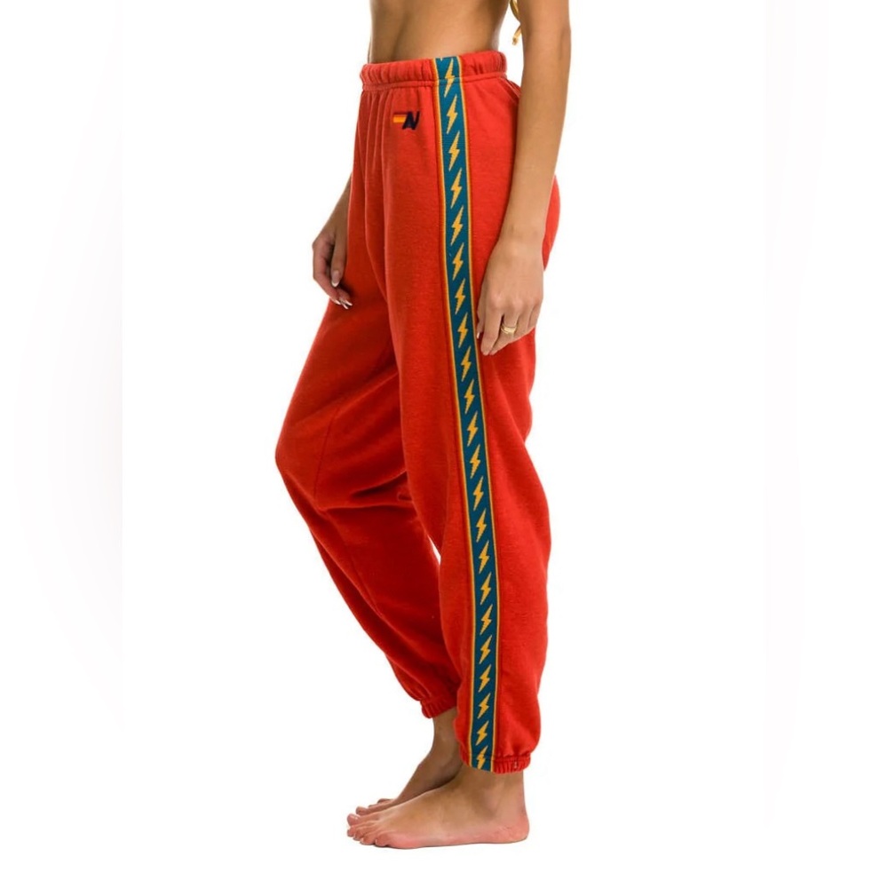 AVIATOR NATION BOLT STRIPE SWEATPANTS-RED